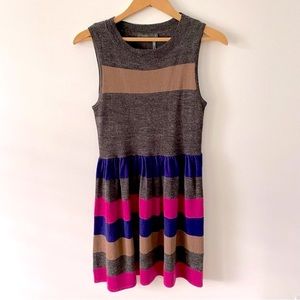 THML pink and grey striped wool-blend sleeveless mini dress size small
